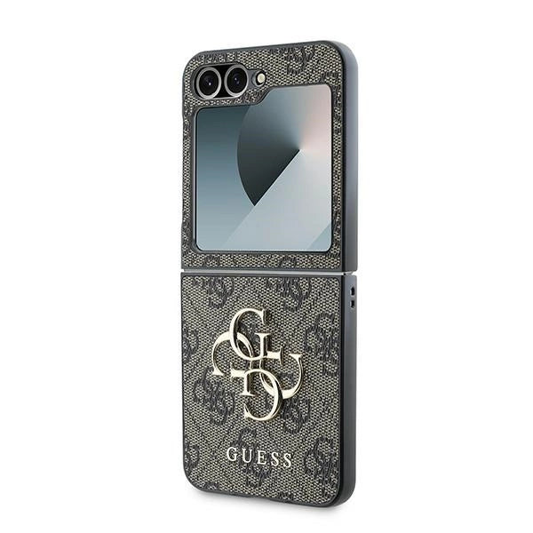 Guess Leather 4G Metal Logo Case for Samsung Galaxy Z Flip 6 - Brown_5