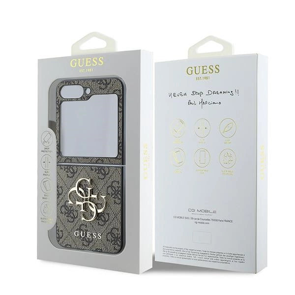 Guess Leather 4G Metal Logo Case for Samsung Galaxy Z Flip 6 - Brown_7