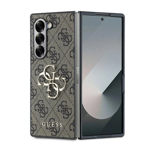 Guess Leather 4G Metal Logo Case for Samsung Galaxy Z Fold 6 - Brown_0