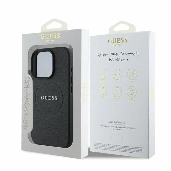 Guess Grained Gold Ring MagSafe case for iPhone 16 Pro - black_3