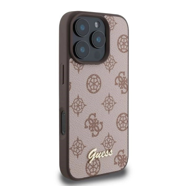 Etui Guess Peony Script MagSafe na iPhone 16 Pro - brązowe_1