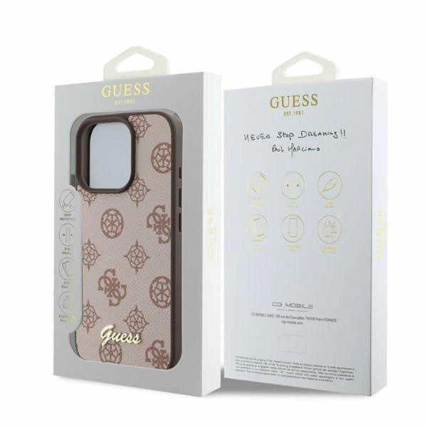 Etui Guess Peony Script MagSafe na iPhone 16 Pro - brązowe_3
