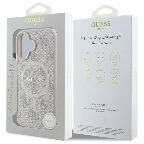 Guess 4G Ring Classic Logo MagSafe iPhone 16 Case - Pink_7