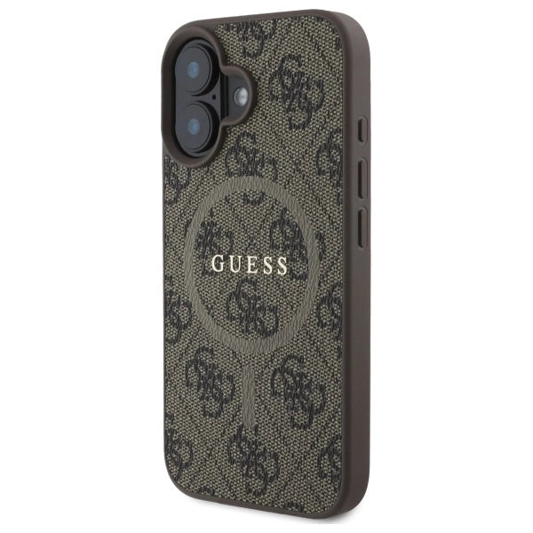 Guess 4G Ring Classic Logo MagSafe iPhone 16 Case - Brown_1