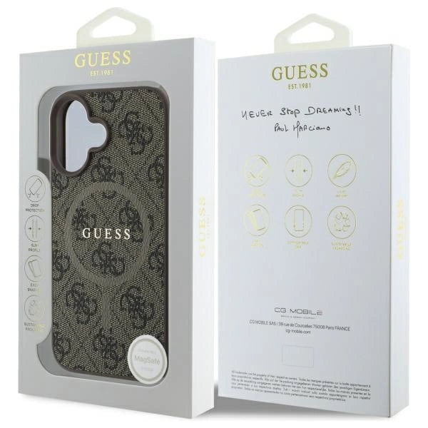 Guess 4G Ring Classic Logo MagSafe iPhone 16 Case - Brown_7