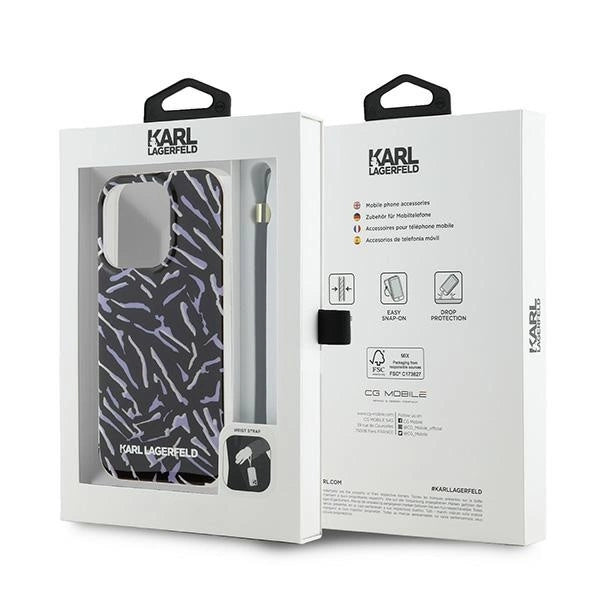 Karl Lagerfeld Zebra With Cord iPhone 15 Pro Max Case - Purple_6