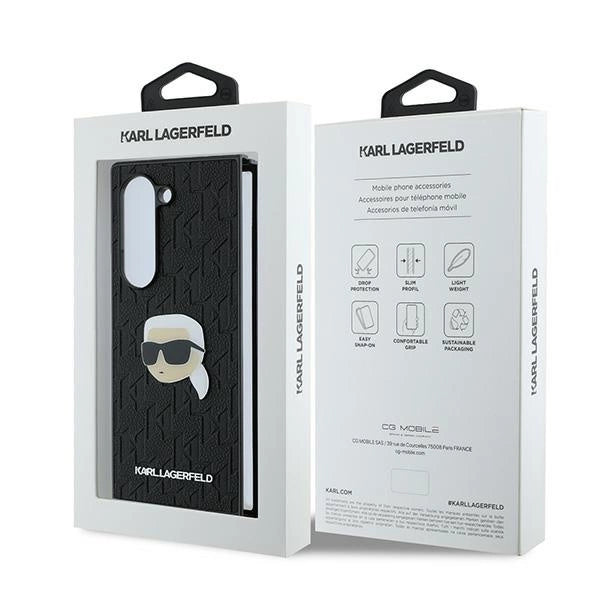 Karl Lagerfeld Saffiano Monogram Head Pin Case for Samsung Galaxy Z Fold 6 - Black_6