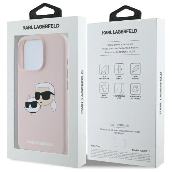 Karl Lagerfeld Silicone Case Heads Print MagSafe for iPhone 16 Pro Max - Pink_7