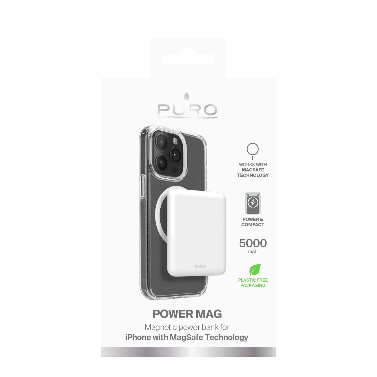 Puro Power Mag 5000mAh Powerbank with MagSafe USB-C - White_1