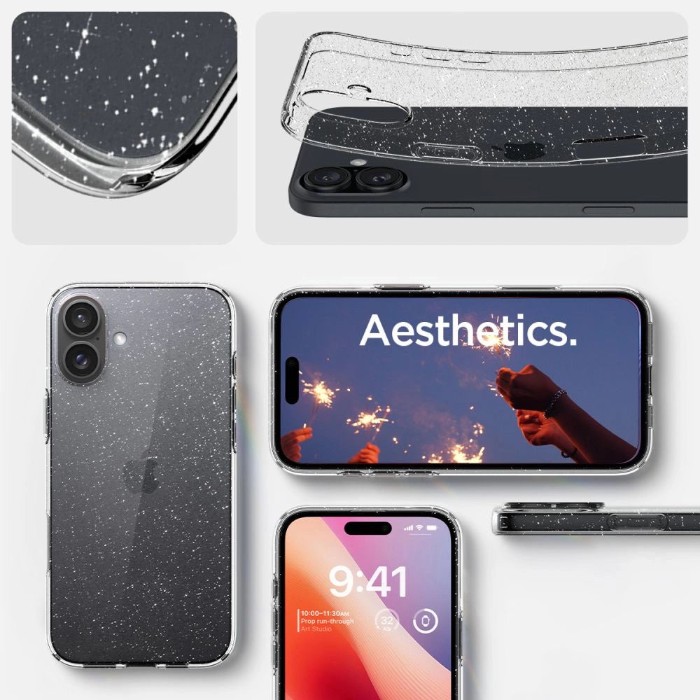 Spigen Liquid Crystal iPhone 16 Case - Clear Glitter_9