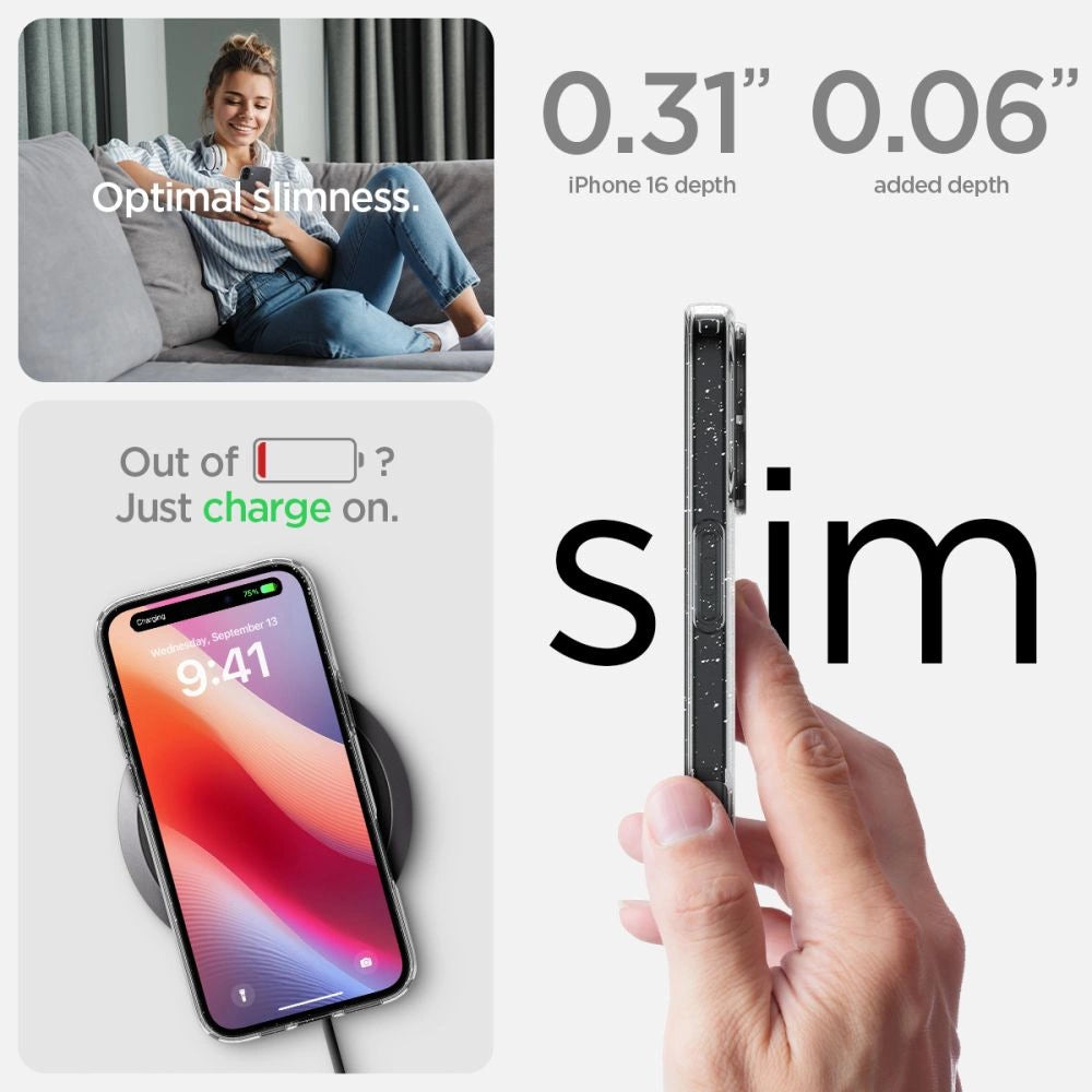 Spigen Liquid Crystal iPhone 16 Case - Clear Glitter_8