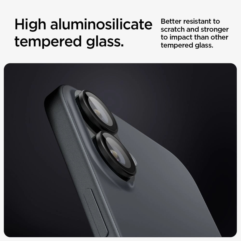 Tempered Glass for Spigen Glass tR EZ Fit Optik Pro for iPhone 16 Plus Camera (2 pcs.) - Black_5