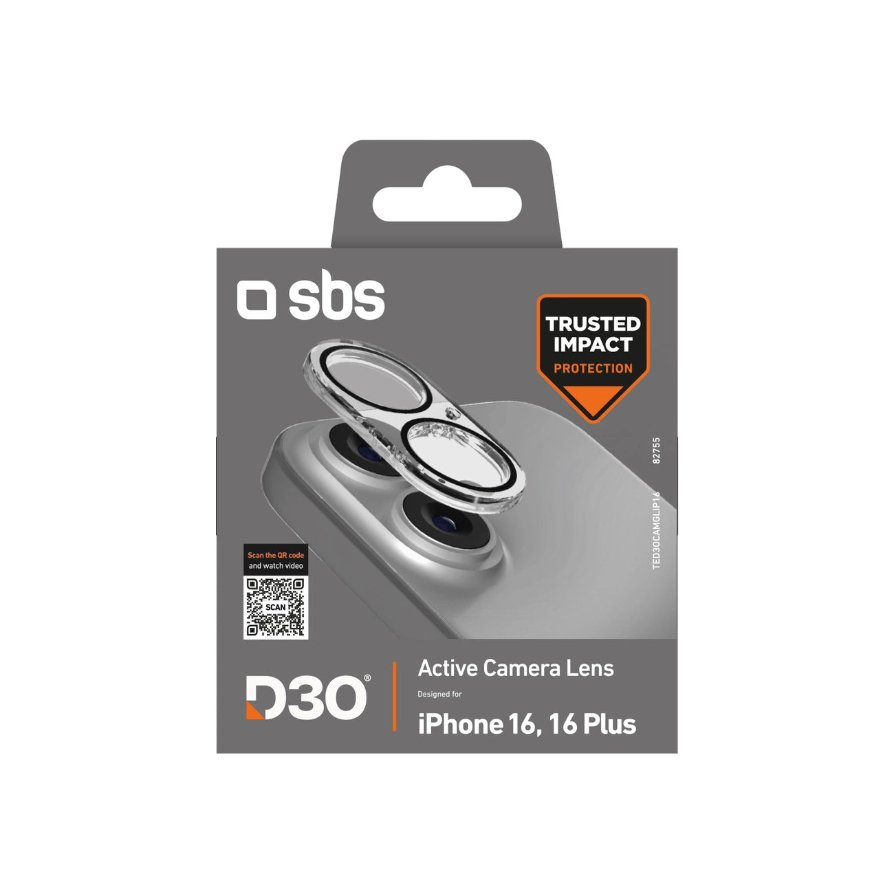 SBS Active Camera Lens D3O Tempered Glass for iPhone 16 / 16 Plus_1