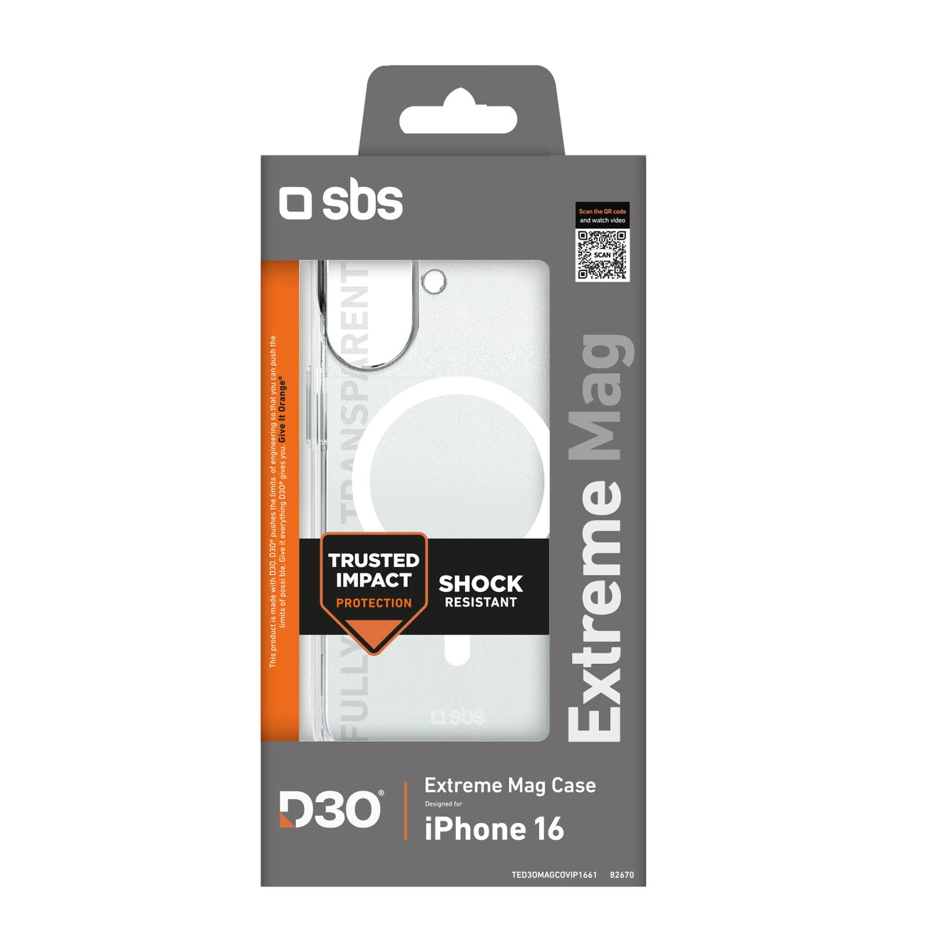 SBS Extreme Mag D3O MagSafe iPhone 16 Case - Transparent_1