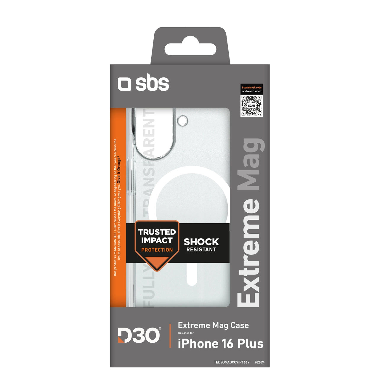 SBS Extreme Mag D3O MagSafe Case for iPhone 16 Plus - Transparent_1