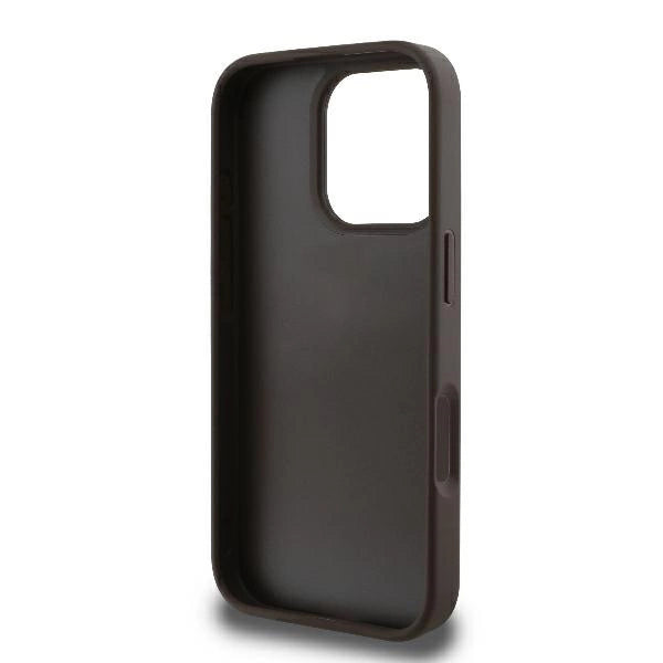 Guess Leather 4G Triangle Strass MagSafe Case for iPhone 16 Pro - Brown_6