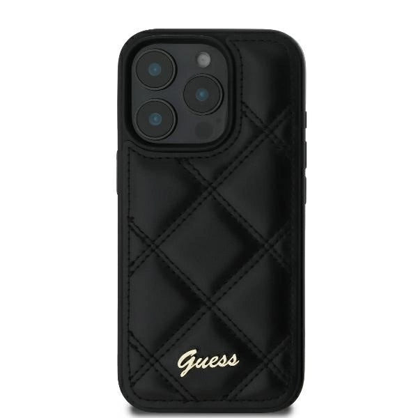 Guess Quilted Metal Logo iPhone 16 Pro Case - Black_2