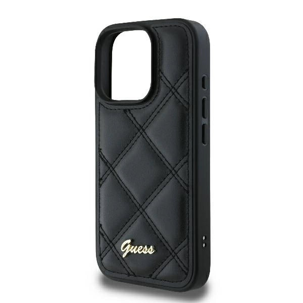 Guess Quilted Metal Logo iPhone 16 Pro Case - Black_5