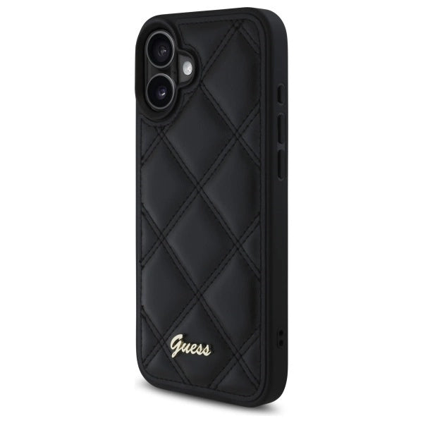 Guess Quilted Metal Logo iPhone 16 Plus Case - Black_1