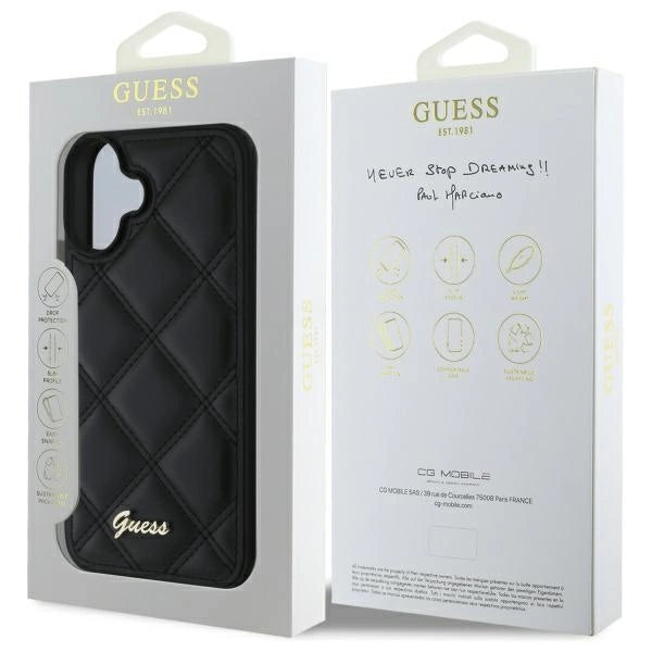 Guess Quilted Metal Logo iPhone 16 Plus Case - Black_7