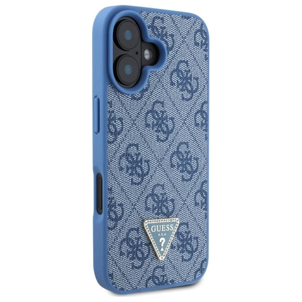 Etui Guess Hardcase Leather 4G Triangle Strass MagSafe na iPhone 16 - niebieskie_3