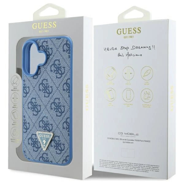 Etui Guess Hardcase Leather 4G Triangle Strass MagSafe na iPhone 16 - niebieskie_6