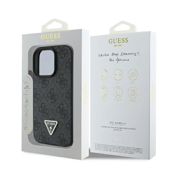 Guess Leather 4G Triangle Strass MagSafe Case for iPhone 16 Pro Max - Black_7