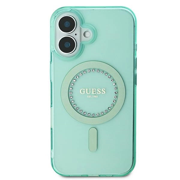 Guess IML Rhinestones MagSafe iPhone 16 Case - Green_2