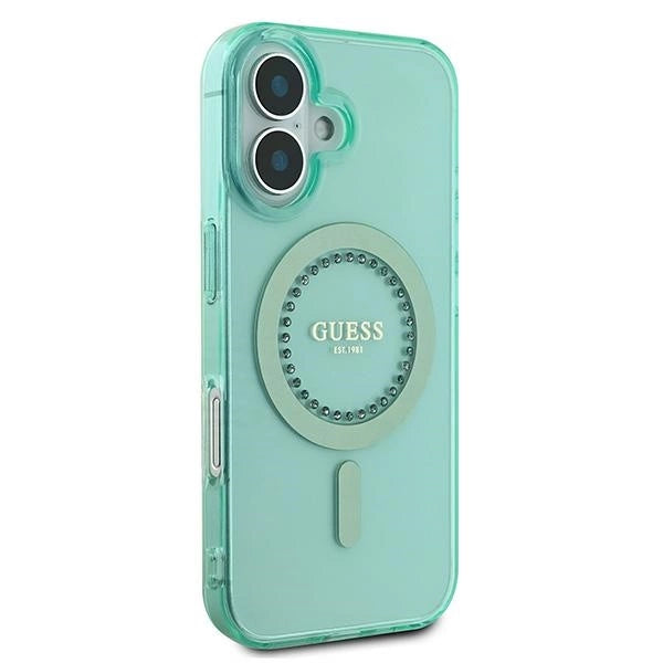 Guess IML Rhinestones MagSafe iPhone 16 Case - Green_3