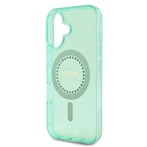 Guess IML Rhinestones MagSafe iPhone 16 Case - Green_5