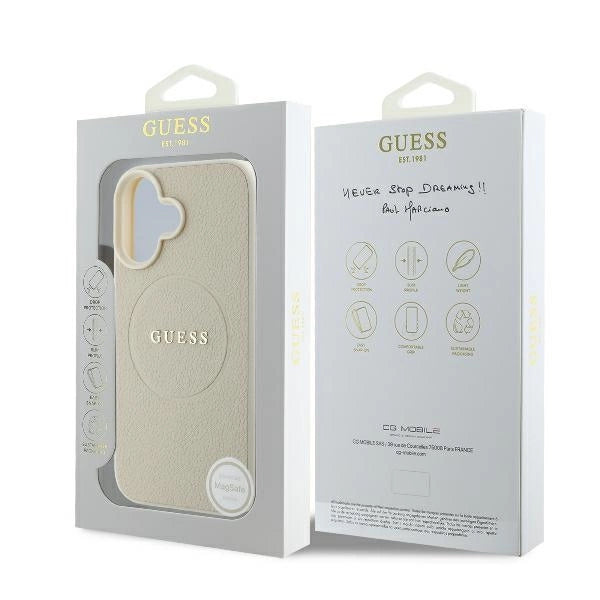Guess Grained Ring MagSafe case for iPhone 16 - beige_7