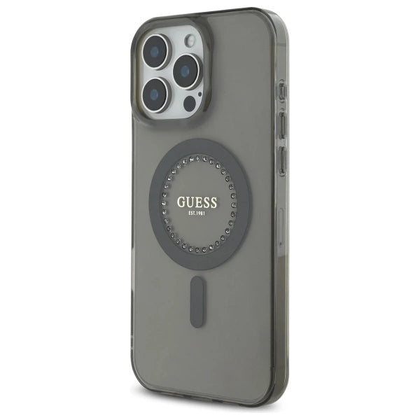 Guess IML Rhinestones MagSafe Case for iPhone 16 Pro Max - Black_1