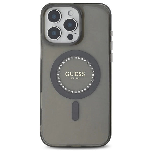Guess IML Rhinestones MagSafe Case for iPhone 16 Pro Max - Black_2