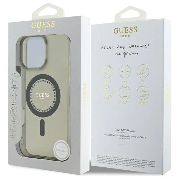 Guess IML Rhinestones MagSafe Case for iPhone 16 Pro Max - Black_7