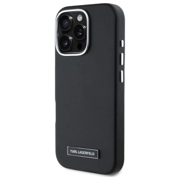 Karl Lagerfeld FW Metal Plate MagSafe iPhone 16 Pro Case - Black_1