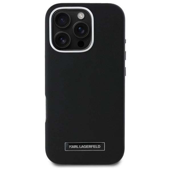 Karl Lagerfeld FW Metal Plate MagSafe iPhone 16 Pro Case - Black_2