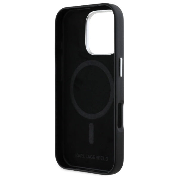 Karl Lagerfeld FW Metal Plate MagSafe iPhone 16 Pro Case - Black_6