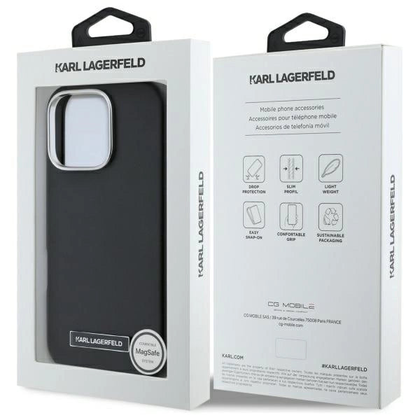 Karl Lagerfeld FW Metal Plate MagSafe iPhone 16 Pro Case - Black_7