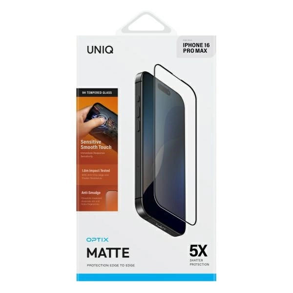 Uniq Optix Matte Tempered Glass with Applicator for iPhone 16 Pro Max_1