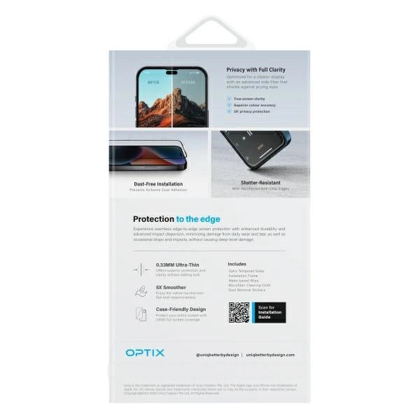 Uniq Optix Privacy tempered glass with privacy applicator for iPhone 16 Plus_2