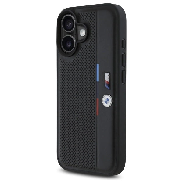 BMW M Perforated Tricolor Detail Line iPhone 16 Case - Black_1