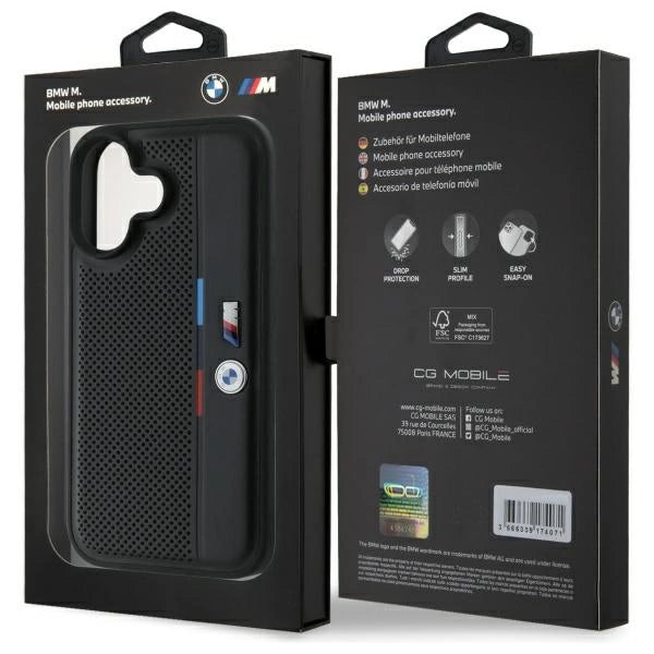 BMW M Perforated Tricolor Detail Line iPhone 16 Case - Black_7