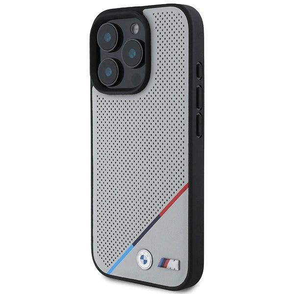 BMW M Perforated Tricolor Line MagSafe Case for iPhone 16 Pro - Gray_1