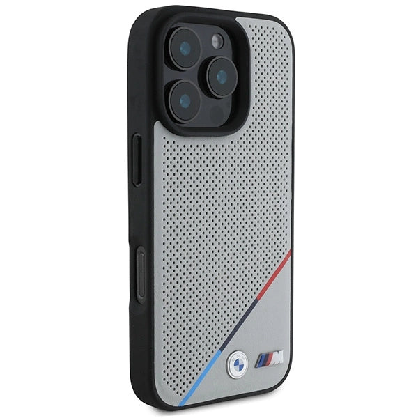 BMW M Perforated Tricolor Line MagSafe Case for iPhone 16 Pro - Gray_3