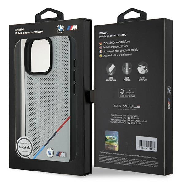 BMW M Perforated Tricolor Line MagSafe Case for iPhone 16 Pro - Gray_7