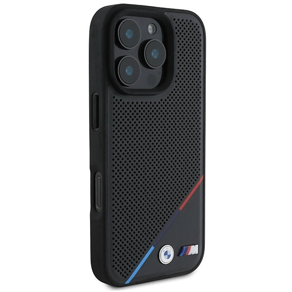 BMW M Perforated Tricolor Line MagSafe Case for iPhone 16 Pro - Black_3