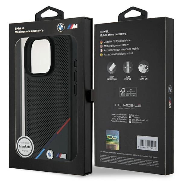 BMW M Perforated Tricolor Line MagSafe Case for iPhone 16 Pro - Black_7