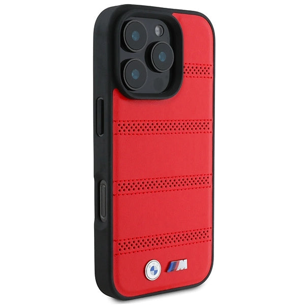 BMW M Perforated And Stitched Line MagSafe case for iPhone 16 Pro - red_3