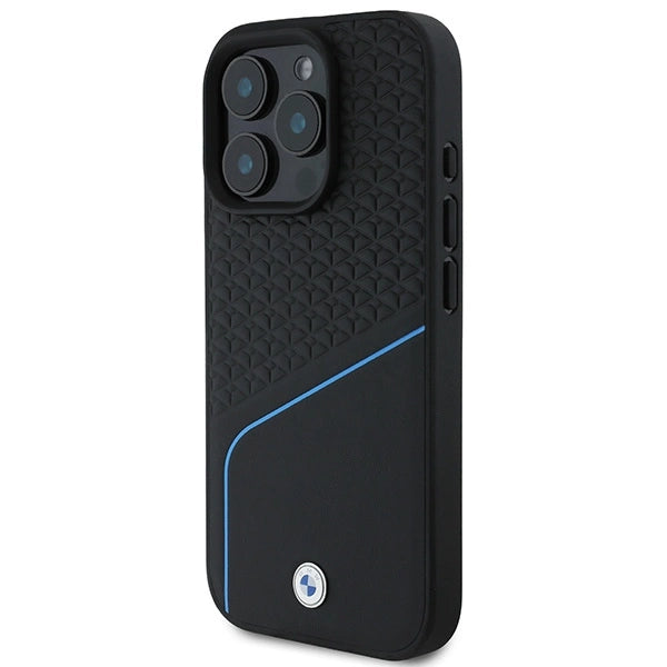BMW Signature Leather Textured & Line MagSafe iPhone 16 Pro Case - Black_1
