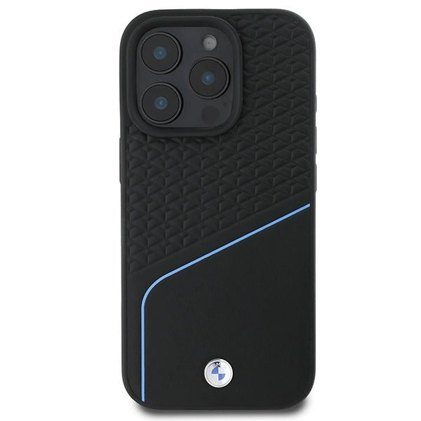BMW Signature Leather Textured & Line MagSafe iPhone 16 Pro Case - Black_2